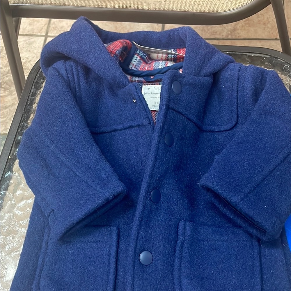 New Navy Blue Wool Blend Pea Coat Timeless Design. With tags.